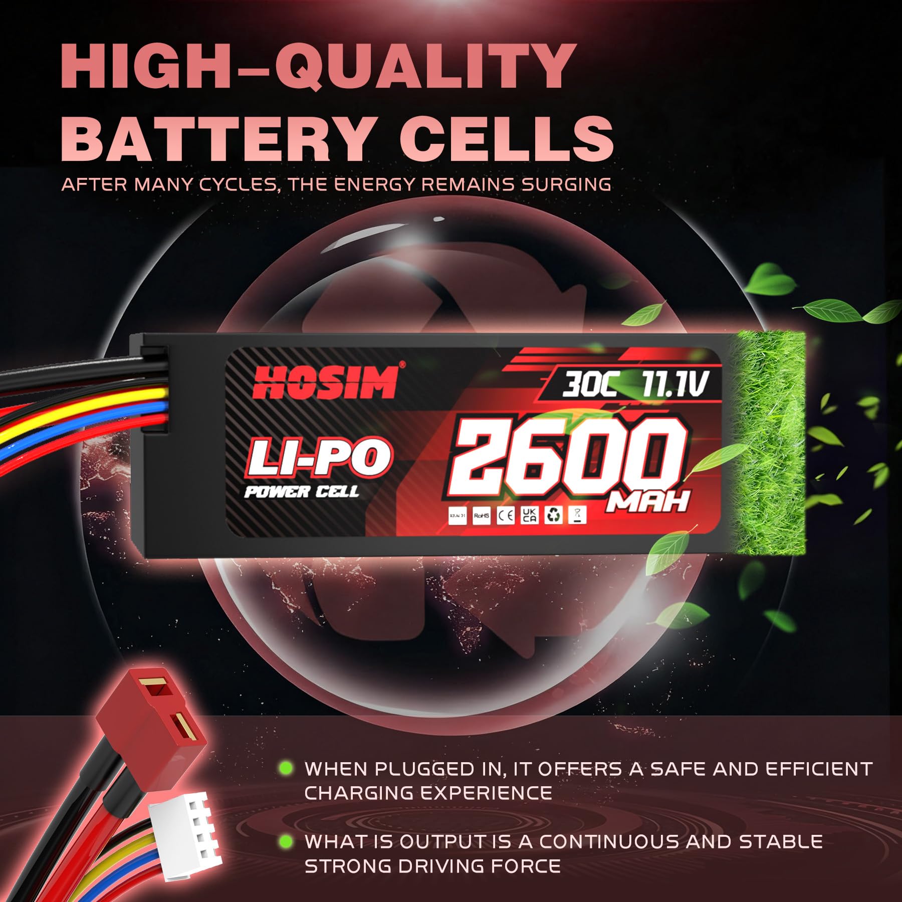 Amazon.com: Hosim 11.1V Lipo Battery 3S 2600mAh 30C Batteries M13